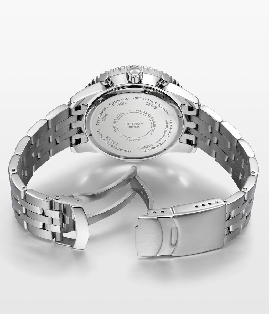 BERNY Chronograph Watches for Men Aviation Multifunction Quartz Men's Watch Date Sapphire Super Luminous Luxury Wristwatch