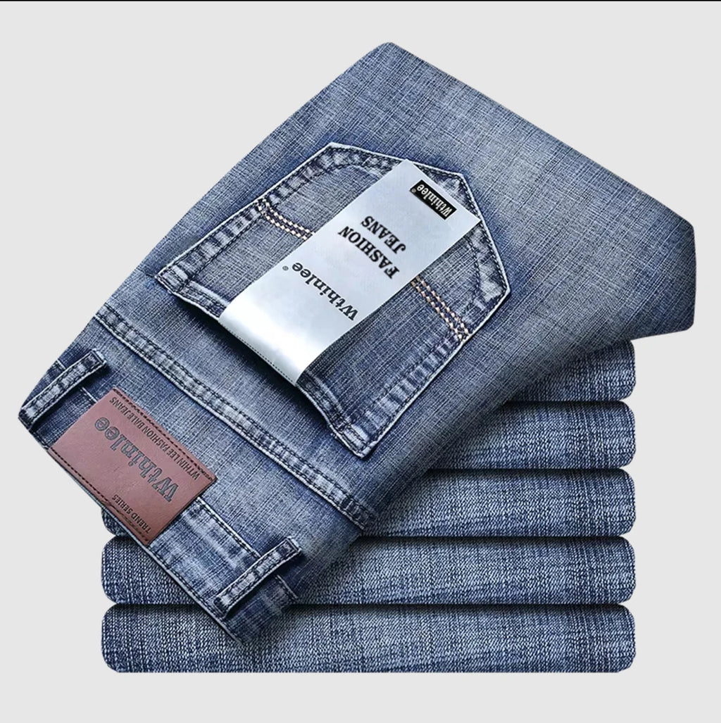 Wthinlee, Nuevos Jeans Casuales para Hombre, Corte Recto, Elásticos, Clásicos, Azules y Negros, Pantalones de Mezclilla para Trabajo, Ropa Masculina