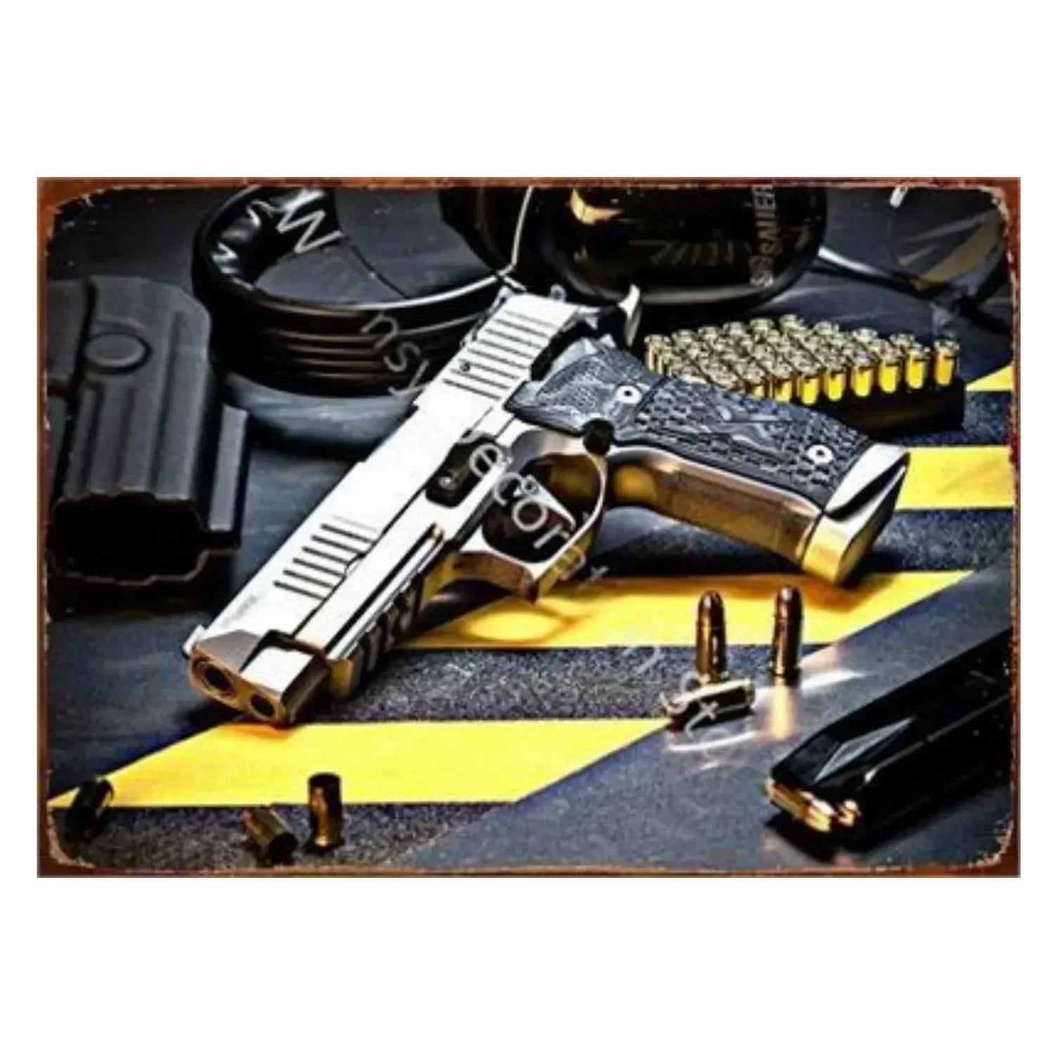 Letreros Metálicos con Forma de Pistola, que Exudan un Toque Militar, Ideales como Decoración de Pared en Cuartos de Hombre, Hogares, Cafeterías, Jardines, Clubes y Bares.