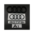 AUDI A1 4 Ring logo ABS Black Car Hood Front Bonnet Grill Rear Trunk Emblem Badge Sticker A1 Mark 30TFSI Emblem For Audi A1
