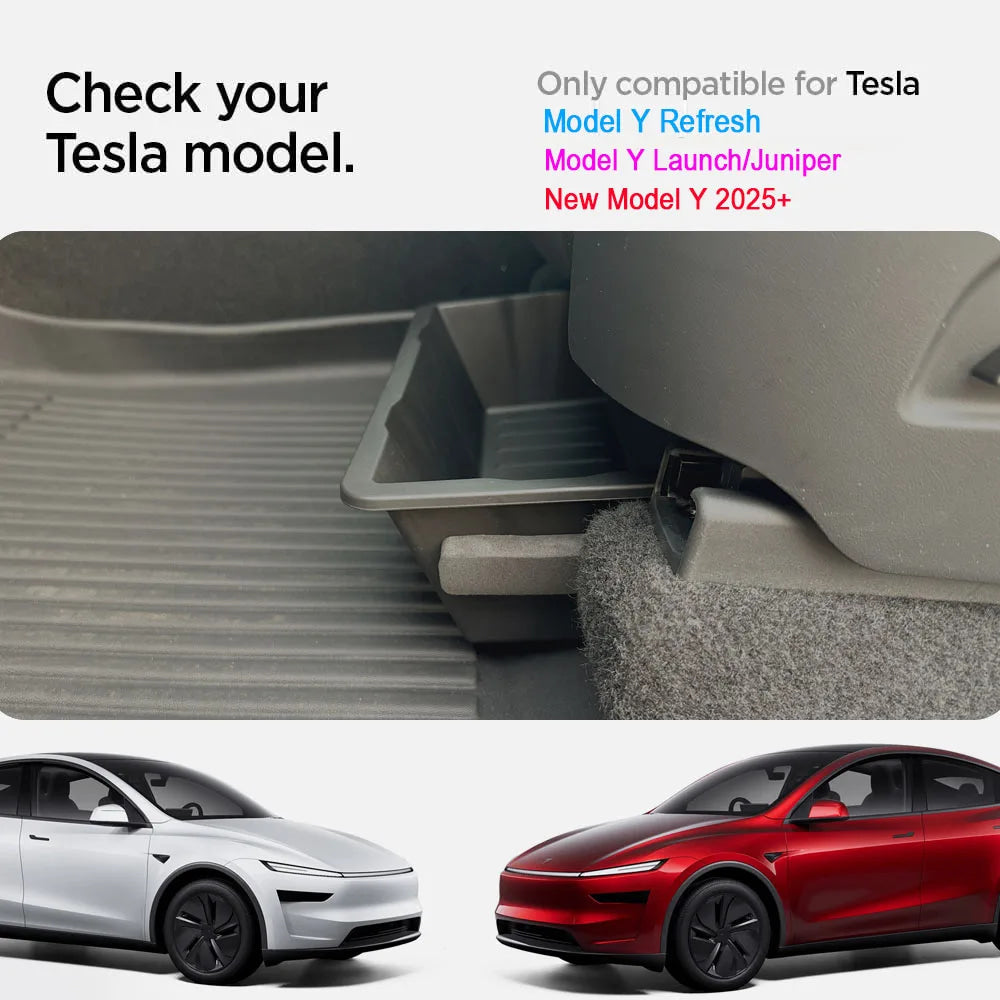 TPE Under Seat Storage Box For Tesla Model Y Juniper 2025 Center Console Organizer Bin Front Backseat Bag Trash Tray Accessories