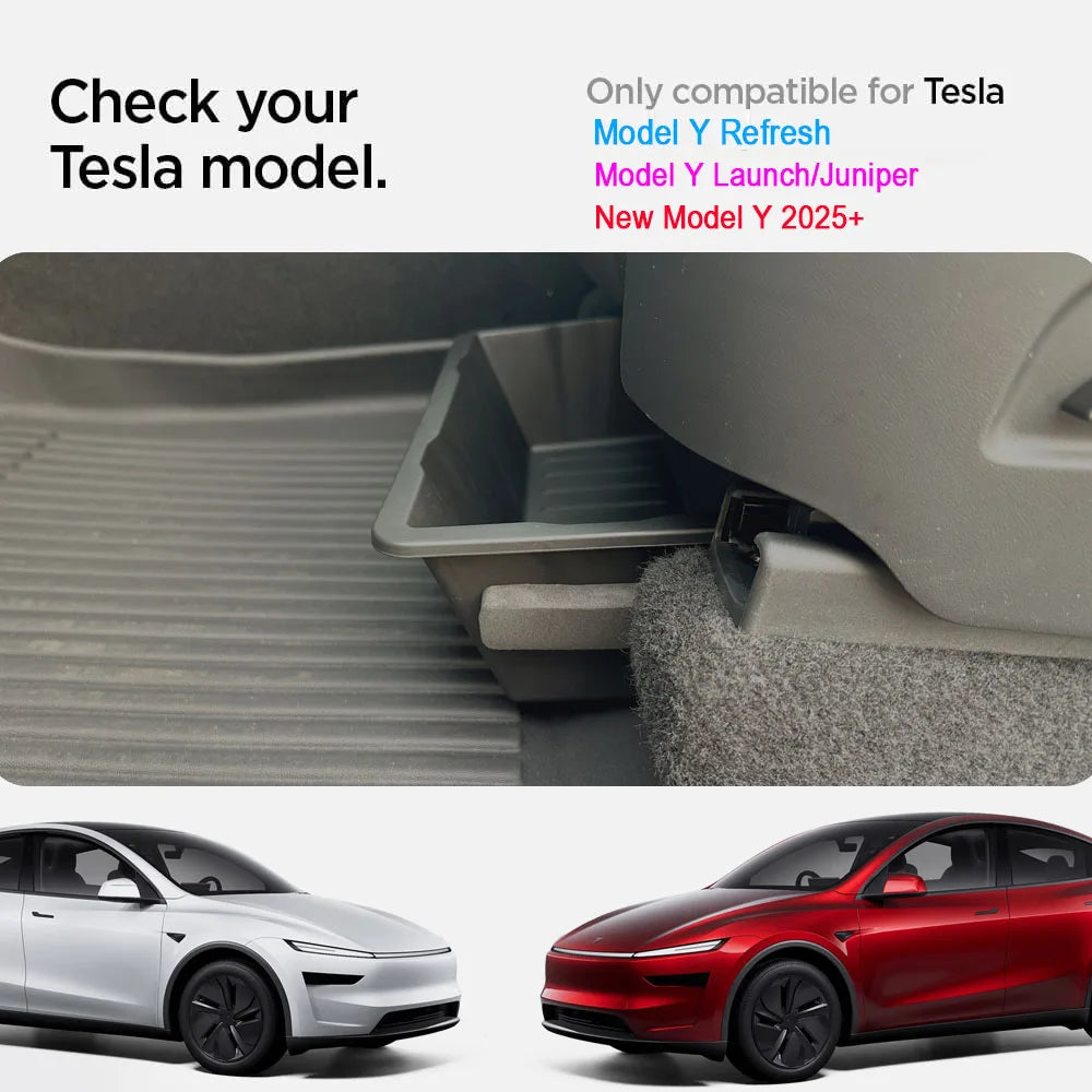 TPE Under Seat Storage Box For Tesla Model Y Juniper 2025 Center Console Organizer Bin Front Backseat Bag Trash Tray Accessories
