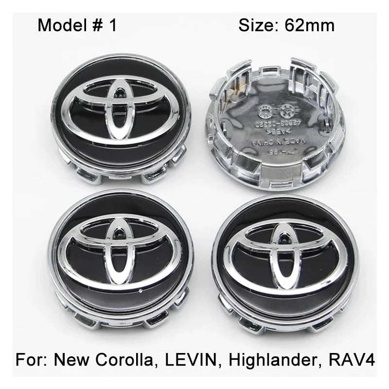 4Pcs 57/62mm Car Wheel Center Hub Cap Rim Cover For Toyota Corolla RAV4 LEVIN Yaris C-HR Camry Prius Prado  Car Auto Accessories