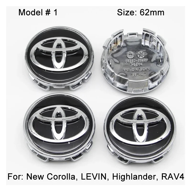 4Pcs 57/62mm Car Wheel Center Hub Cap Rim Cover For Toyota Corolla RAV4 LEVIN Yaris C-HR Camry Prius Prado  Car Auto Accessories
