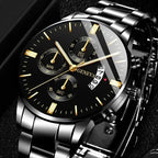 Reloj de pulsera de cuarzo con calendario de lujo de acero inoxidable a la moda para hombre, relojes de negocios para hombre, reloj Montre Homme