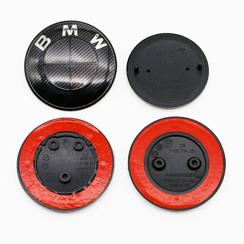 Carbon Fiber 50th Anniversary Front Rear Logo Kit for BMW 82mm 74mm Badge E46 E90 F30 F10   2-Pin Base DIY Replacement Decor Set