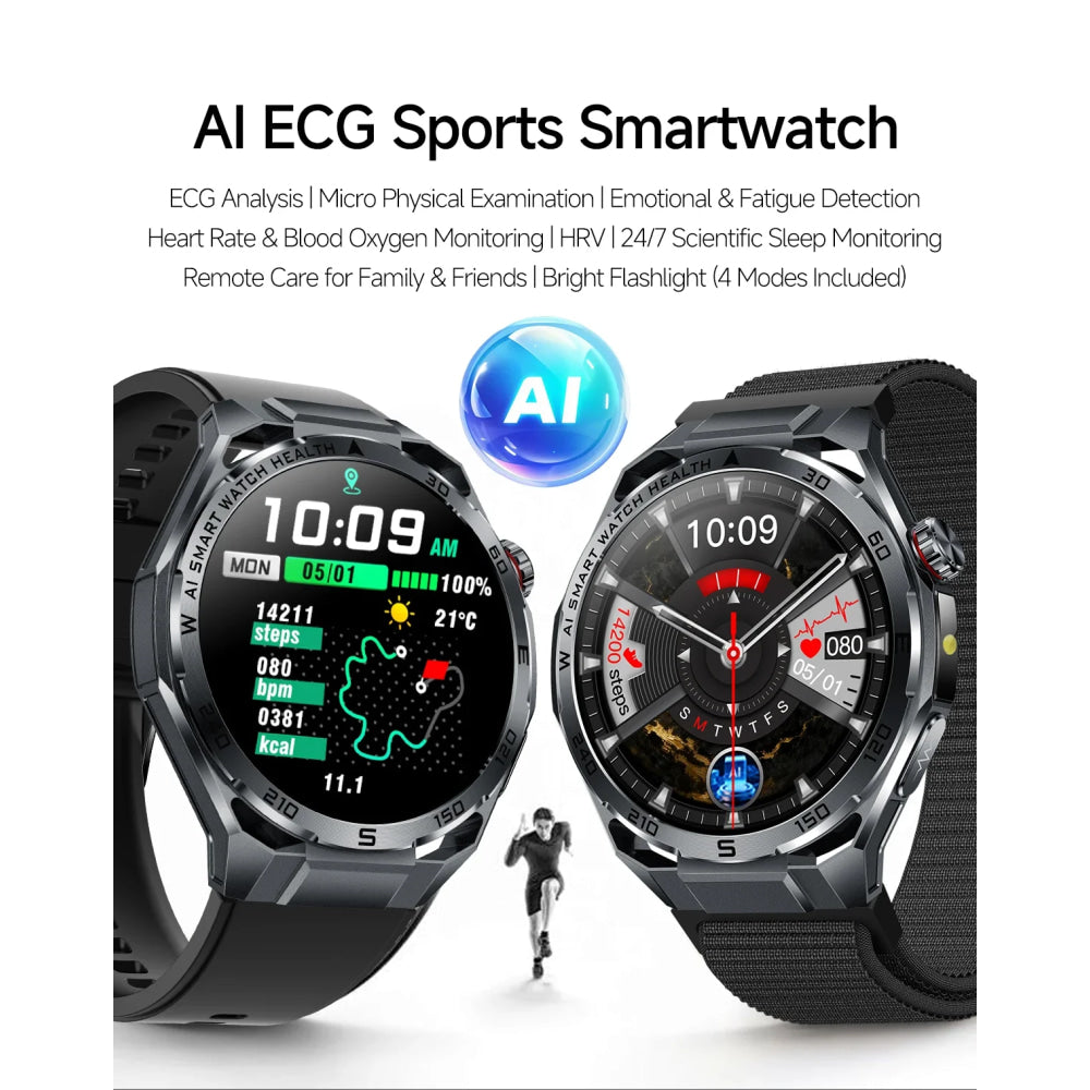 2026 New ECG AI Health Smartwatch for Men 1.53"AMOLED BP/Heart Rate Monitor BT Call IP68 Waterproof Smart Watch for Android IOS