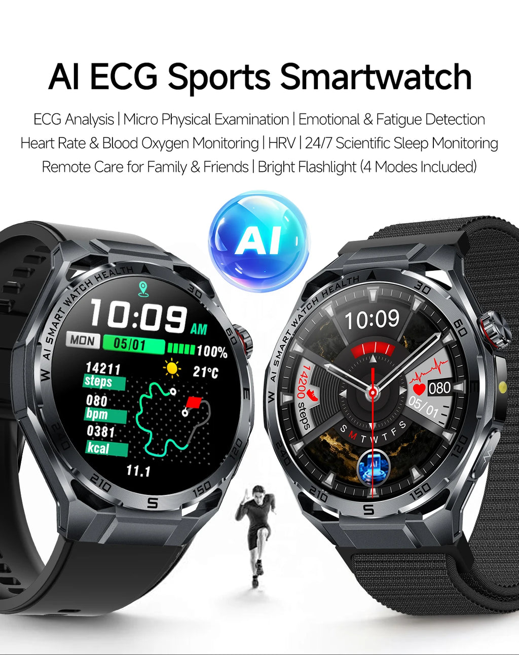 2026 New ECG AI Health Smartwatch for Men 1.53"AMOLED BP/Heart Rate Monitor BT Call IP68 Waterproof Smart Watch for Android IOS