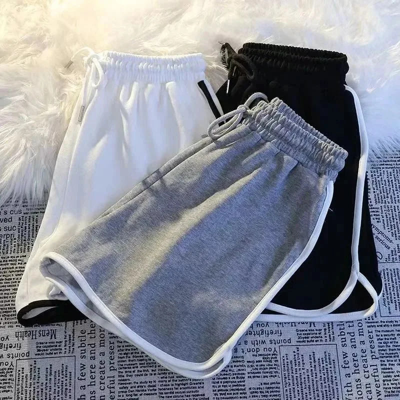 Mini pantalones cortos informales, pantalones cortos de pierna ancha holgados simples de verano para mujer, novedad