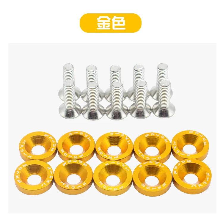 JDM Fender Washers M6 Bolt Set Car Modification Gasket Screw Fender Bumper Engine Aluminum Concave Screws Hex Fastener for Honda