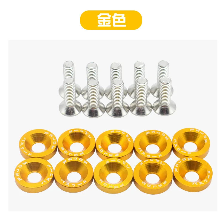 JDM Fender Washers M6 Bolt Set Car Modification Gasket Screw Fender Bumper Engine Aluminum Concave Screws Hex Fastener for Honda