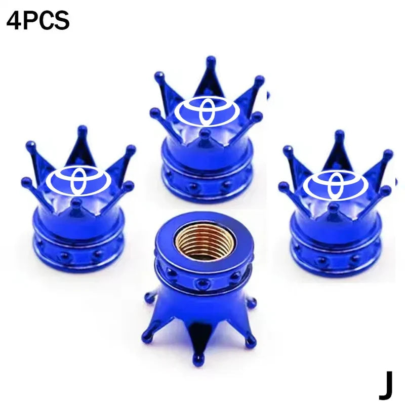 4PCS Crown Style Tire Valve Stem Caps, Air Caps Cover, Aluminum Alloy Dustproof And Waterproof Valve Caps Cover For All Toyota
