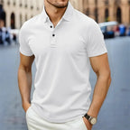 2025 New Men's Casual and Fashionable Simple Collared Short Sleeved Polo Shirt Summer Comfortable Breathable and Versatile Top