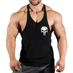Mens Bodybuilding Faux Cotton Tank Top Gym Fitness Sports Sleeveless Top Skull Print Breathable Tank Top Mens Summer Tank Top