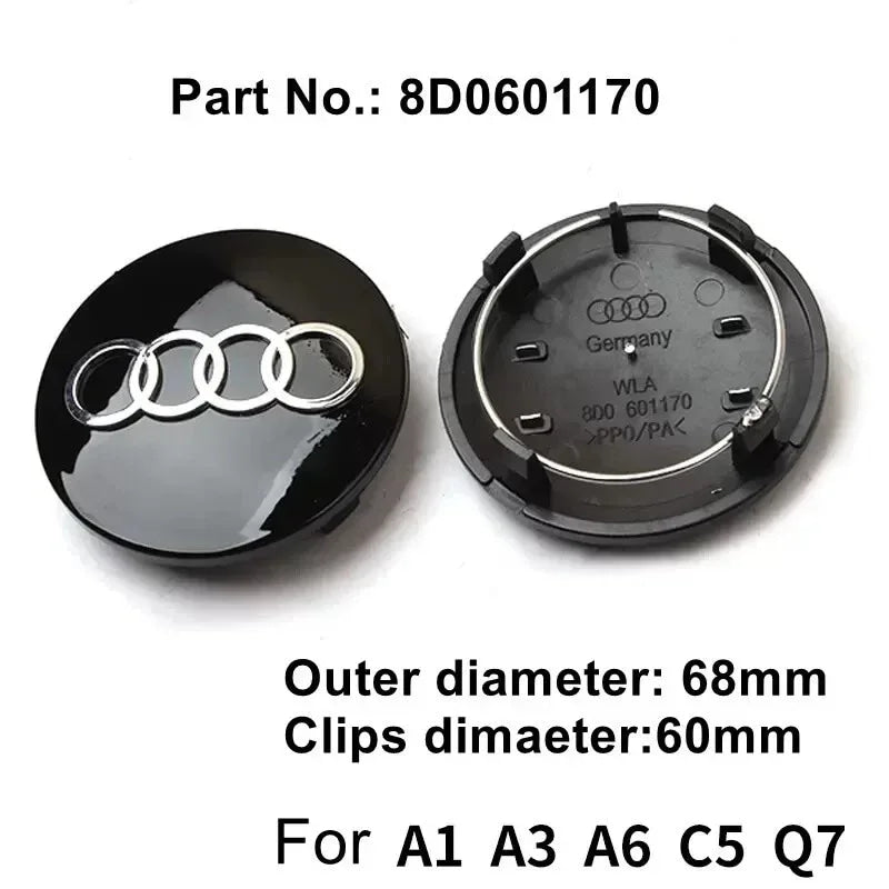 Audi 4pcs 60mm 61mm 68mm 69mm 123mm Car Styling Wheel Center Cap Hub Covers Badge for Audi A3 A4 A5 A6 A7 A8 S4 S6 Sticker