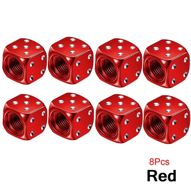 Aluminum Dice Tire Valve Caps Dustproof Car Truck Motocycle Bike Dice Wheel Stem Tyre Tire Wheel Stem Air Valve Dust Cap Cover