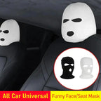 Universal Car Headrest Cover Car Seat Face Mask Ski Mask Halloween Christmas Funny Decoration for Tesla BMW Ford Volkswagen Kia