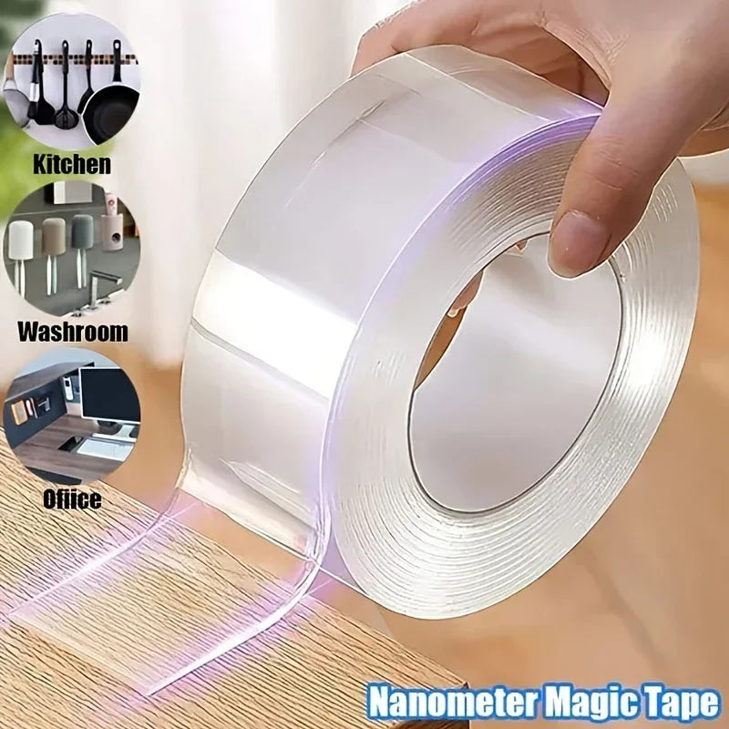 Nano cinta adhesiva de doble cara Extra fuerte, transparente, sin rastro, reutilizable, impermeable, para el hogar, 5m/3/2m/1m