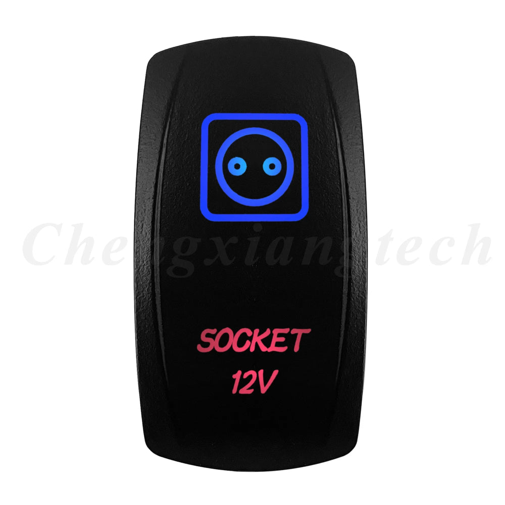 Waterproof 5 Pins SPST On/Off Rocker Switch Blue & Red Led 20A/12V 10A/24V Toggle Switch GPS for Cars,Trucks, RVs, Boats