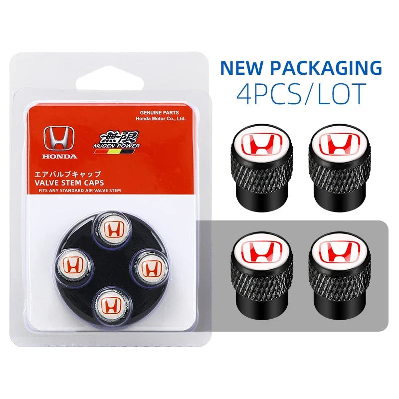 Car Tire Stem Valve Caps Aluminium Car Dustproof Caps Tire Wheel Stem Air Valve Caps For Honda Civic XR-V HR-V City Accord Jazz