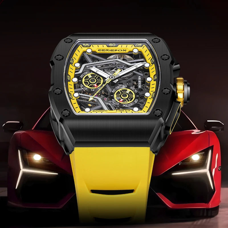 Pagani Designs-reloj automático de acero inoxidable para hombre, cronógrafo mecánico con esfera de grafiti Richard, complemento masculino de buceo
