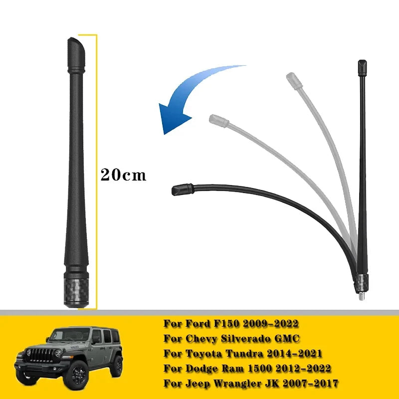 7inch Car Radio Antenna Adapter Short Black Car Radio Antenna Amplifier AM/FM Replace Accessories For Jeep Wrangler JK/JL Ford