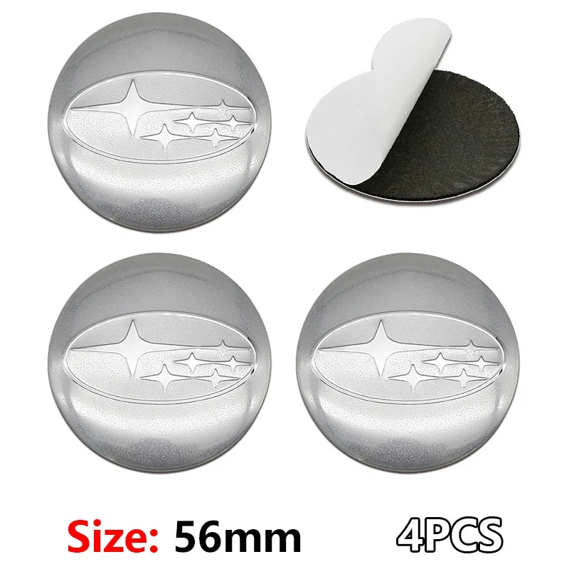 For Subaru STI Forester Impreza Legacy Outback XV BRZ WRX Tribeca ABS 4pcs Car Wheel Stickers 56mm Auto Center Hub Cap Decal
