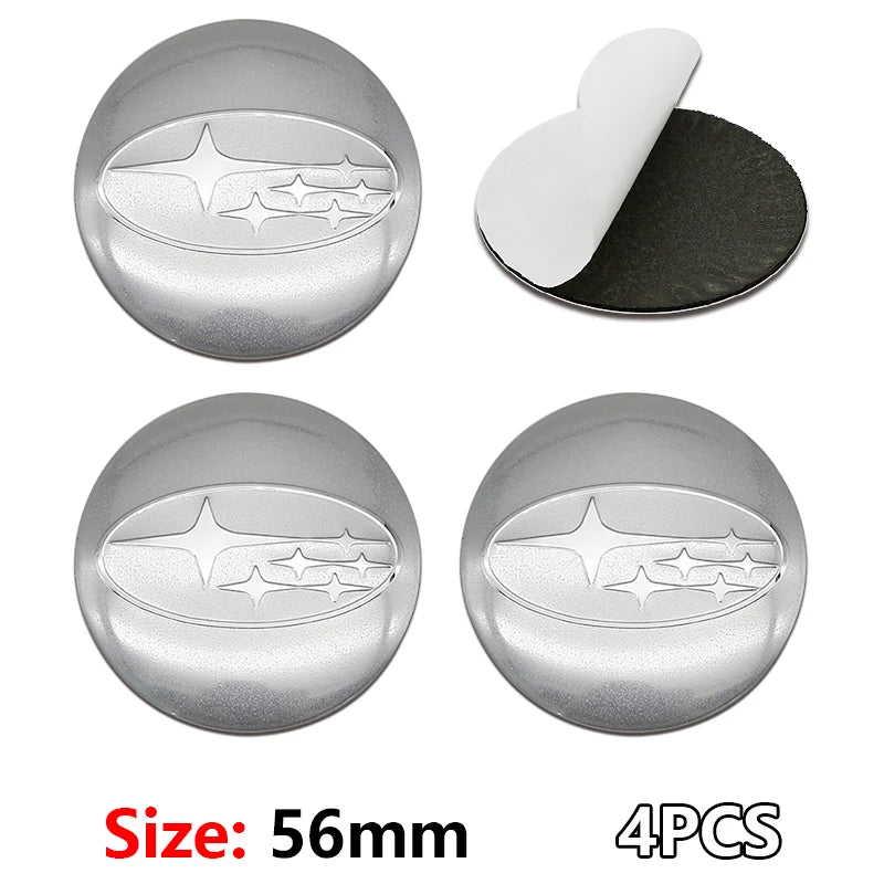 For Subaru STI Forester Impreza Legacy Outback XV BRZ WRX Tribeca ABS 4pcs Car Wheel Stickers 56mm Auto Center Hub Cap Decal