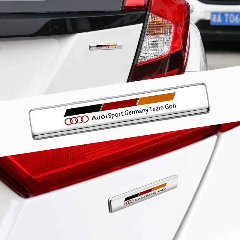 Car Metal Logo Front Grill Badge Decal For Audi Sline A3 A1 A4 B8 B7 A6 C7 A5 A7 A8 B9 B6 C6 Q2 Q3 Q5 Emblem Sticker Accessorie