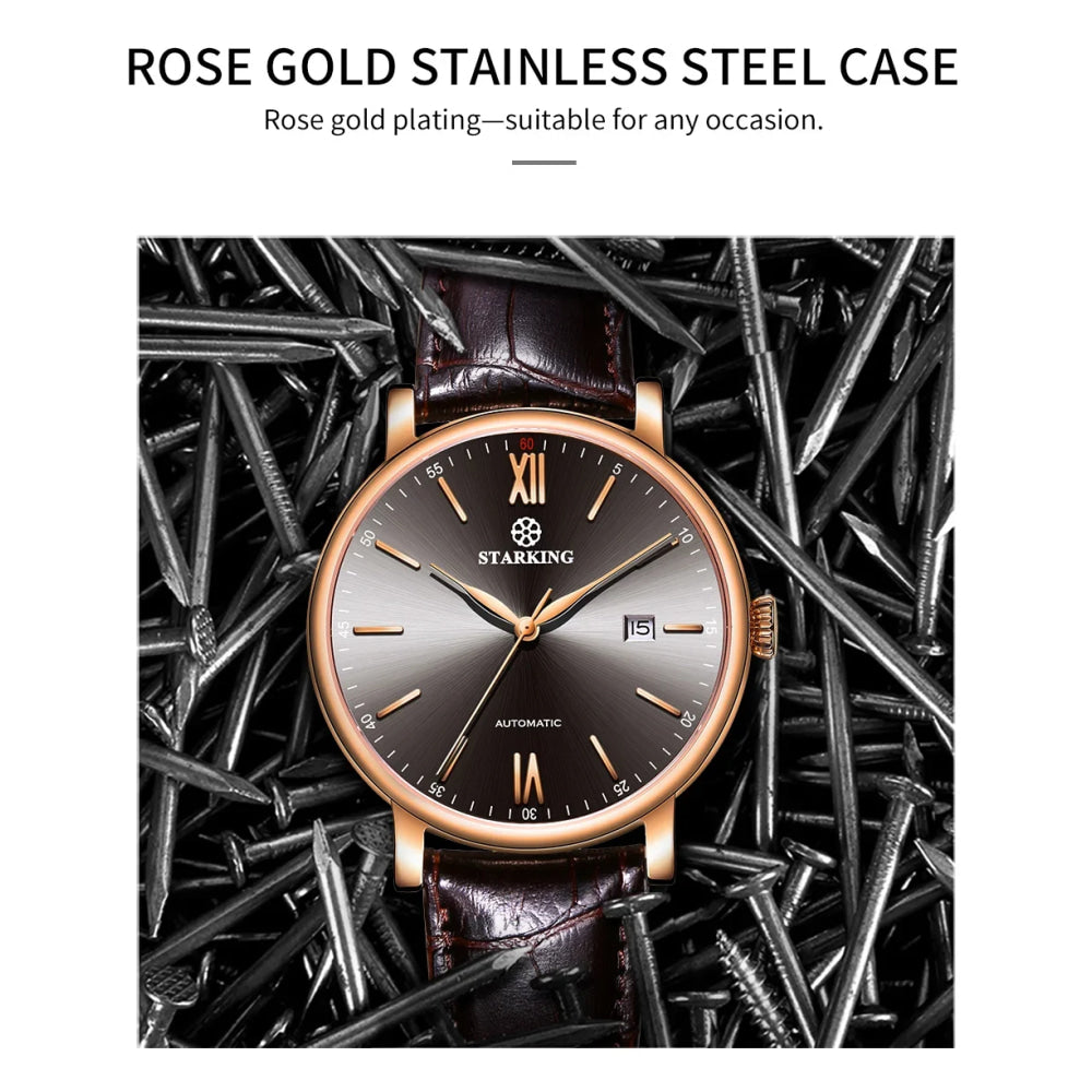 STARKING Sapphire 8215 Automatic Watch Fashion Sports Business Casual Wristwatch Waterproof Wear-resistant Watch Gifts for Men