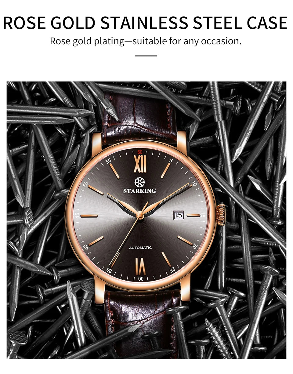 STARKING Sapphire 8215 Automatic Watch Fashion Sports Business Casual Wristwatch Waterproof Wear-resistant Watch Gifts for Men