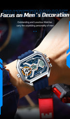 POEDAGAR Top Luxury Men Clock LED Calendar Week Luminous Man Wristwatch Electronic Rectangle Silicone Strap Quartz Men's Watches
