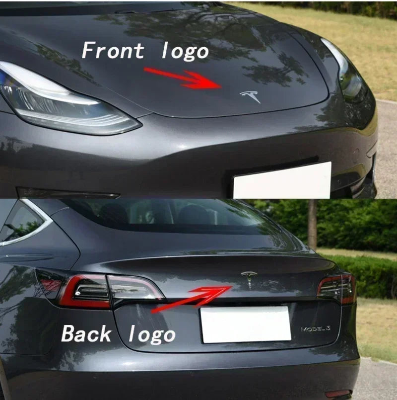 CAR Tesla Model 3 Mode Y Zinc Alloy Car Front Hood Logo Sticker Styling Auto Body Rear Trunk Emblem with Radian Accessories