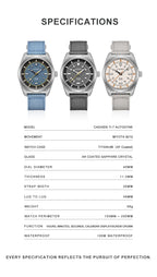 CADISEN TI-7 Autodyne 2026 NEW Titanium Automatic Mechanical Watch Man Canvas Wristwatch MIYOTA 8215 Luminous Waterproof Watches