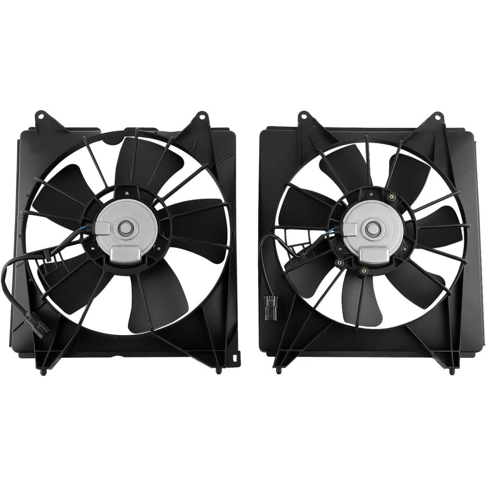 2Pcs AC Condenser Radiator Cooling Motor Fan Black For 2013-2017 Honda Accord Touring