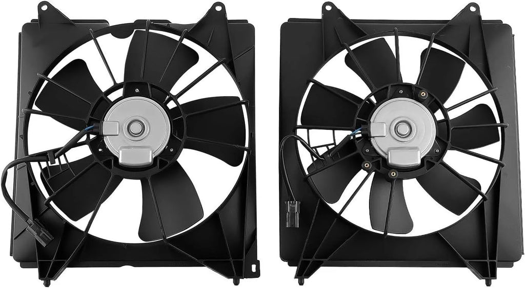 2Pcs AC Condenser Radiator Cooling Motor Fan Black For 2013-2017 Honda Accord Touring