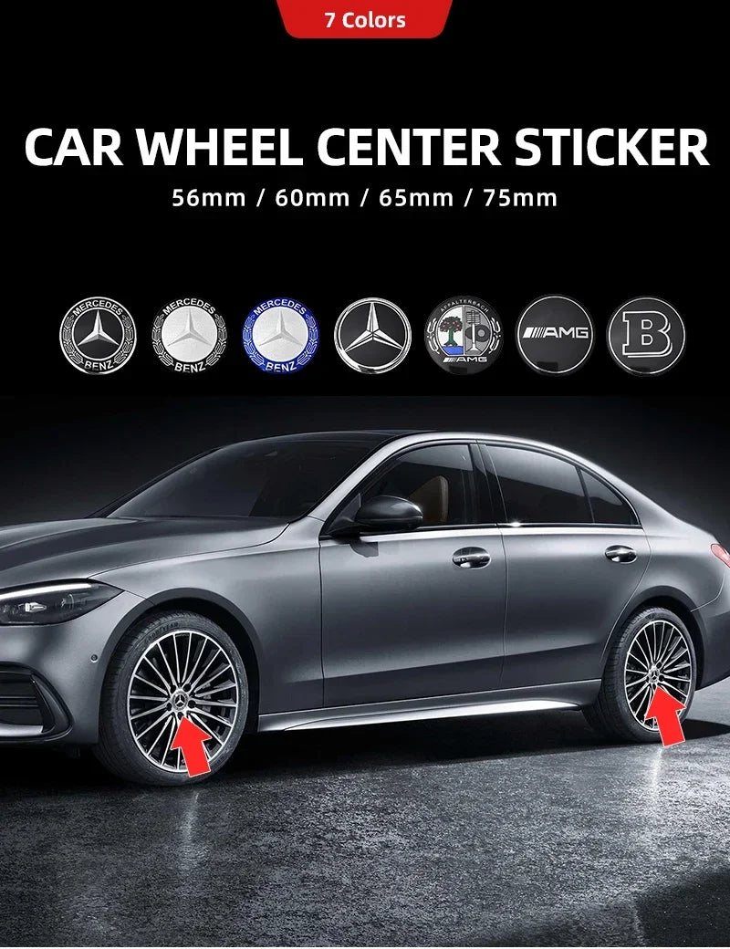 56mm 60mm 65mm 75mm Car Wheel Center Hub Caps Cover Rim Exterior Sticker For Mercedes Benz A B C E Class GLC GLK GLE GLA CLA GLB