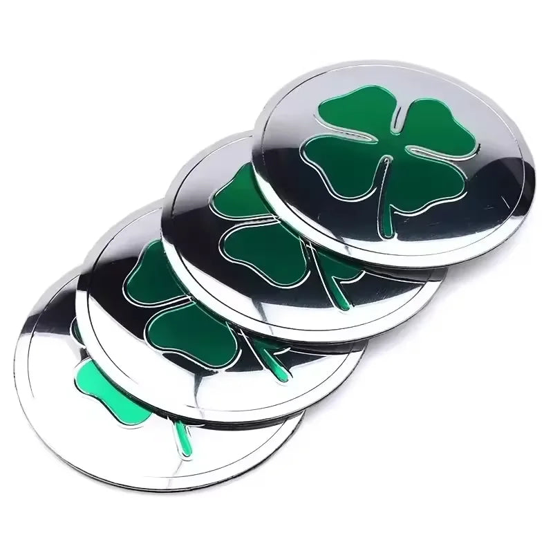 4PCS Universal 56MM 60MM Four-leaf Emblem Car Wheel Center Hub Caps Badge Sticker Cover
