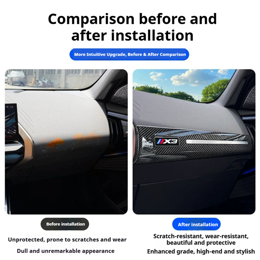 For BMW X3 G45 2025-2026 LHD ABS carbon fiber material Passenger side center console trim car center console, glove box panel