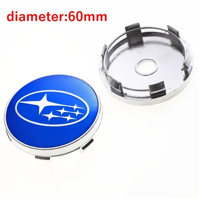 For Subaru ASCENT BRZ FORESTER IMPREZA XV WRC WRX LEGACY OUTBACK STI 4pcs 60mm Car Wheel Center Covers Tire Hub Caps Decoration
