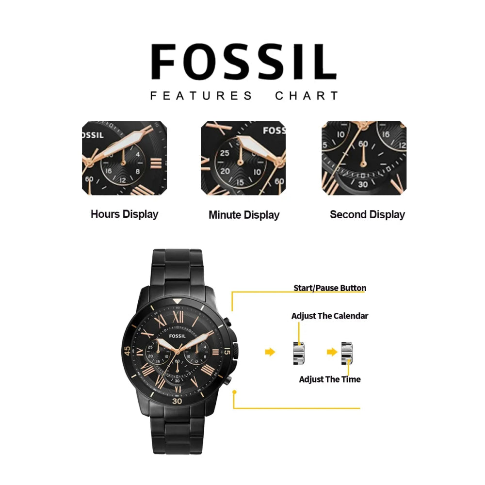 Fossil FS5374 Luxury Men's Watch Sport Quartz Chronograph Waterproof Luminous Stainless Steel Wristwatch Relogio Masculino