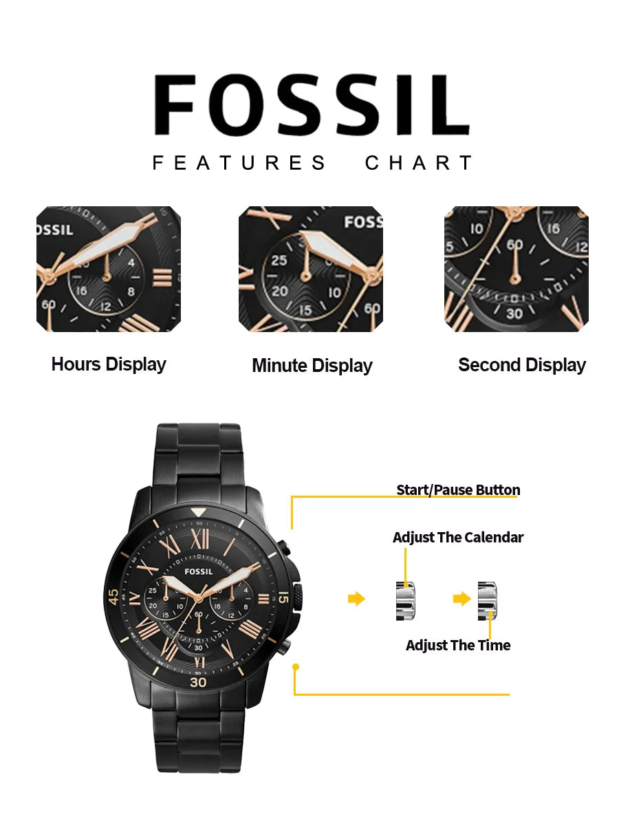 Fossil FS5374 Luxury Men's Watch Sport Quartz Chronograph Waterproof Luminous Stainless Steel Wristwatch Relogio Masculino