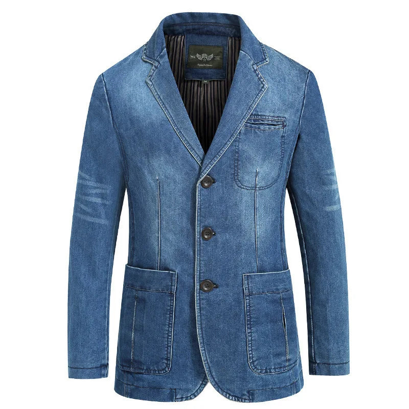 2025 spring and autumn new denim suit men casual loose large size youth denim suit jacket Fashion classic style