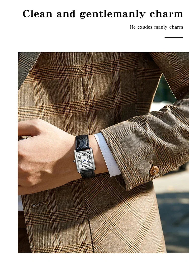 SANDA 9031/1108 Resistant Leather Strap Square Dial Waterproof Sport Casual Women Men Quartz Watches Reloj Luxury Couple Watch