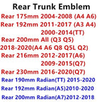For Audi A3 A4 A5 A6 A7 Q2 Q3 Q5 Q8 TT ABS Black Hood Front Bonnet Grill Rear Trunk Emblem Logo Badge Sticker Decal  4 Ring Logo