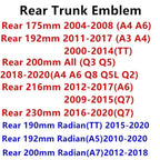 For Audi A3 A4 A5 A6 A7 Q2 Q3 Q5 Q8 TT ABS Black Hood Front Bonnet Grill Rear Trunk Emblem Logo Badge Sticker Decal  4 Ring Logo