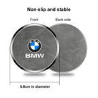 2Pcs Leather Car Coaster Anti-slip Mat Cup Holder Pad For BMW X1 X2 X3 X4 X5 X6 X7 1 3 5 6 7 Series E60 E90 E70 G20 G30 G7