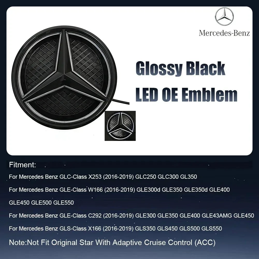 Front Grill Star Emblem  Logo Badge For Mercedes BenzX253 GLE GLC GLS W166 C292 X166 2016-2019