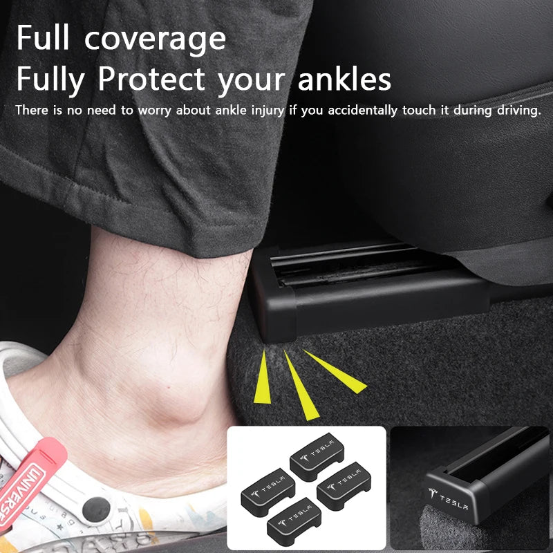 4pcs Seat Rail Cover Protector For Tesla Model 3 Y Juniper Accessories 2021-2026 Rear End Pieces Backseat Slide Protection Mat