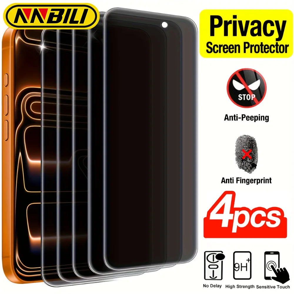 NNBILI 4 protectores de pantalla de vidrio templado de cobertura completa diseñados para varios teléfonos iPhone 17 16 15 14 13 12 11Pro MAX